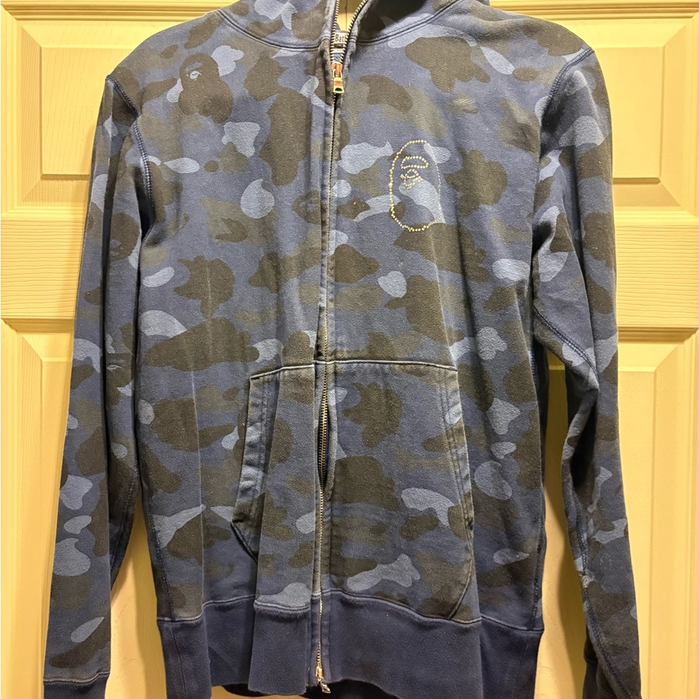 Blue Camouflage Full-Zip Hoodie